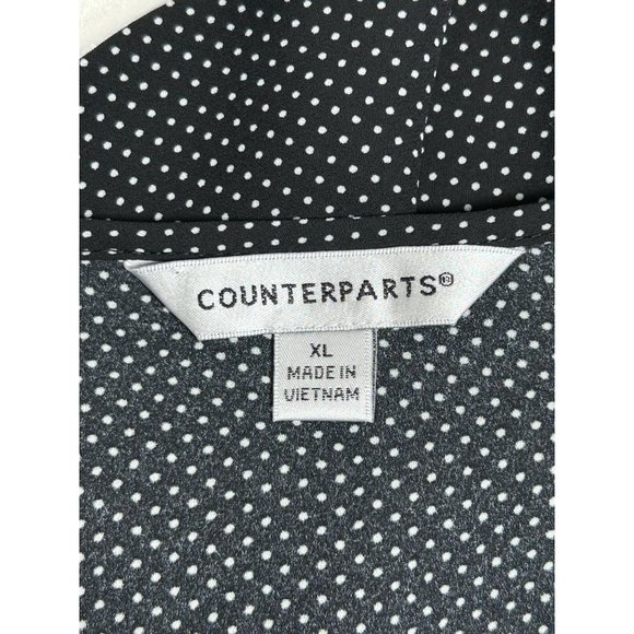 Counterparts Long Sleeve Ruffle Accent Pullover Blouse in Black/White - Sz XL - Picture 3 of 5